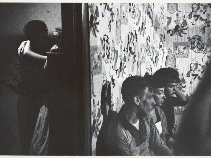 Bruce Davidson American, born 1933 Three Girls and Boy in a Room; Boy and Girl Kissing in Another Room, 1959 Gelatin silver print, from the series "Brooklyn Gang" 24 x 34.9 cm (image/paper); 56 x 45.8 cm (mount) Photography Gallery Fund 1962.185