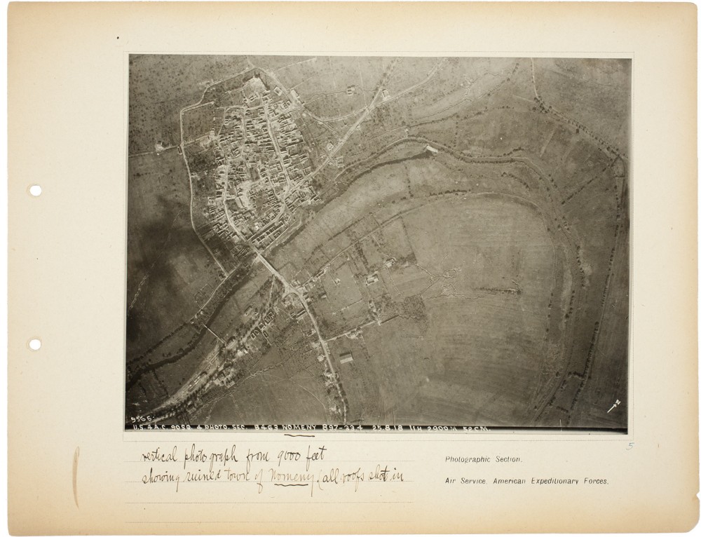 Plate 5. Vertical photograph, Nomeny, from an album of World War I aerial photography assembled by Edward Steichen, in the collection of the Art Institute of Chicago.