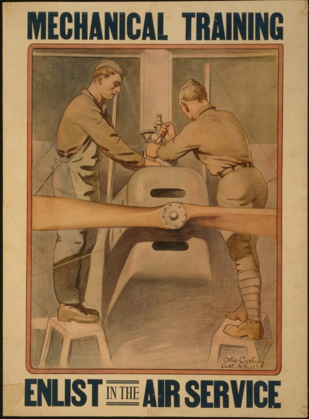 Otho Cushing (American, 1871–1942). Mechanical Training, Enlist in the Air Service, 1919. Image courtesy of Library of Congress, Prints & Photographs Division.
